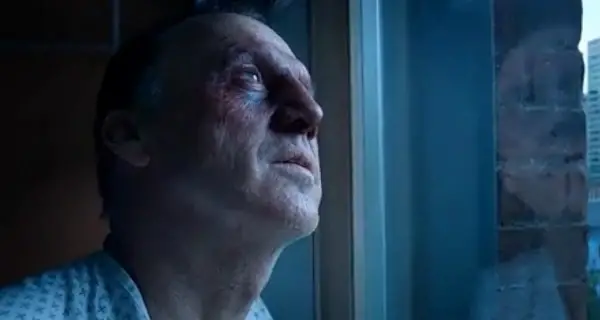 Riggan looking out of the hospital window, questioning his reality