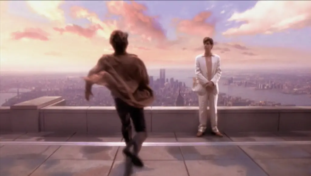 A dreamlike scene in Vanilla Sky emphasizing the blurred lines between consciousness and identity