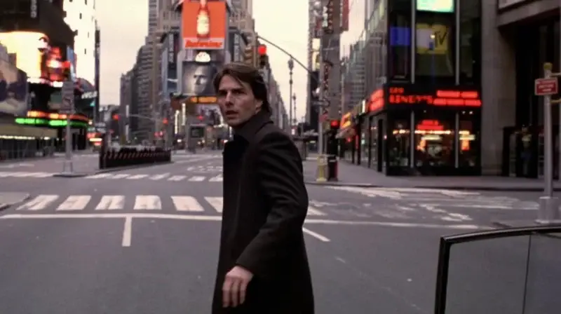 A thought-provoking scene from Vanilla Sky illustrating its surreal themes